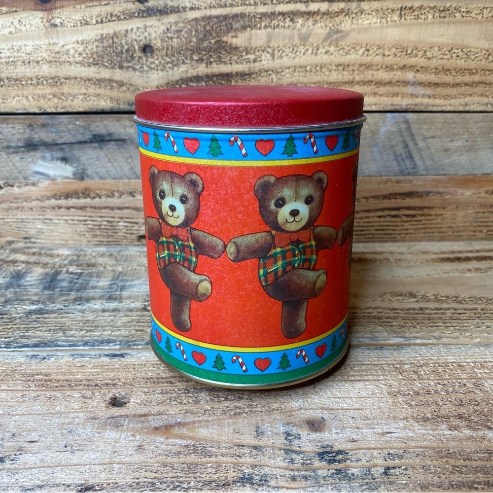 Christmas Teddy Bear Musical Tin Bristol Ware 1985 (Vintage, Collectible, Rare)